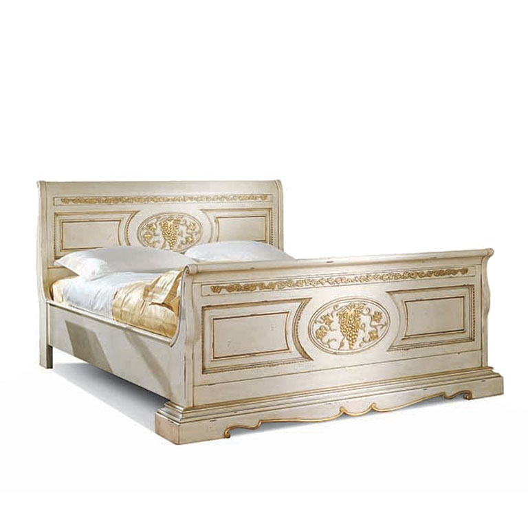 1475LQ - Letto con testiera e pediera intagliata