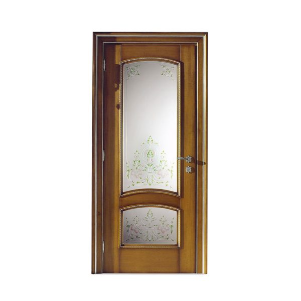 DR401/V - Porta battente telaio interno a 2 pannelli vetro decorato