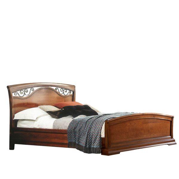 71CI43LT Cherry wood bed with headboard with metal decorations and high footboard / 71BO43LT White bed with headboard with metal decorations and high footboard