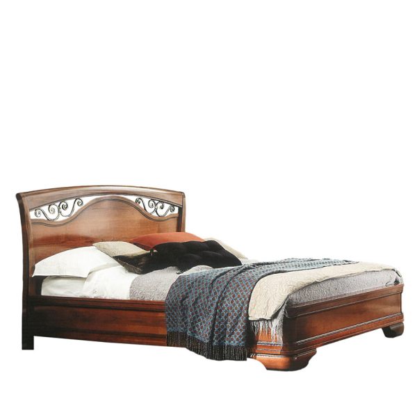 71CI53LT Letto testiera con fregi in metallo e pediera ring ciliegio / 71BO53LT Letto testiera con fregi in metallo e pediera ring bianco