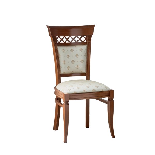 71CI61 Sedia ciliegio imbottita con tessuto a scelta / 71BO61 Sedia bianco imbottita con tessuto a scelta